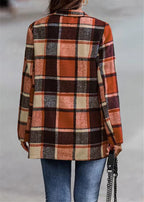 Women Checked Long Blazer Shacket Without Collar, Open Cut Fashion Glam