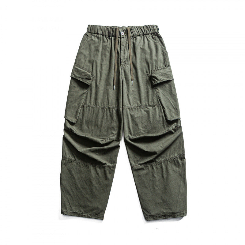 Men's Baggy Cargo Pants with Elastic Waistband, Drawstring, and Reinforced Knee Areas Fashion Glam