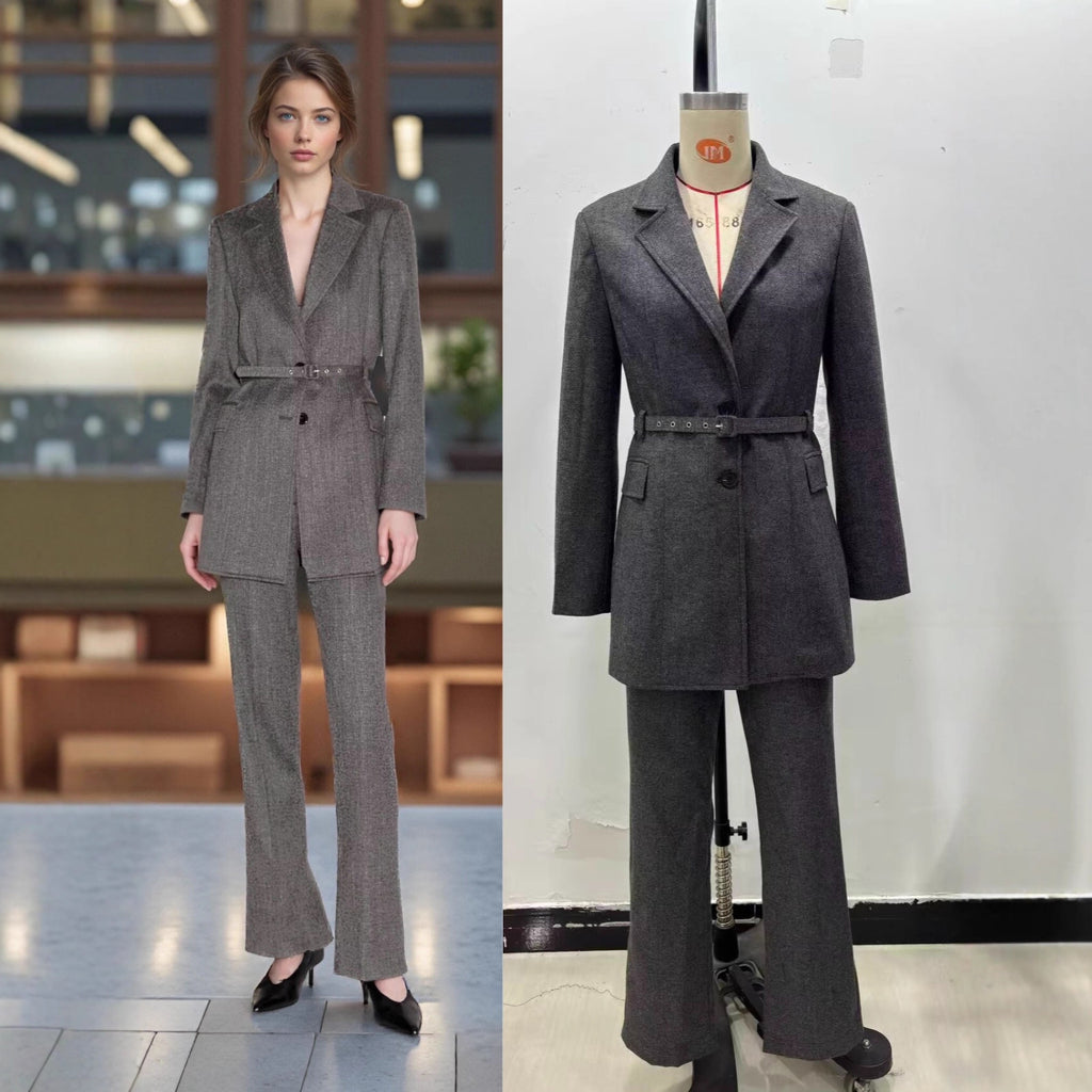 Women Straight Cut Suit Trousers with High Waist and Crease Fashion Glam