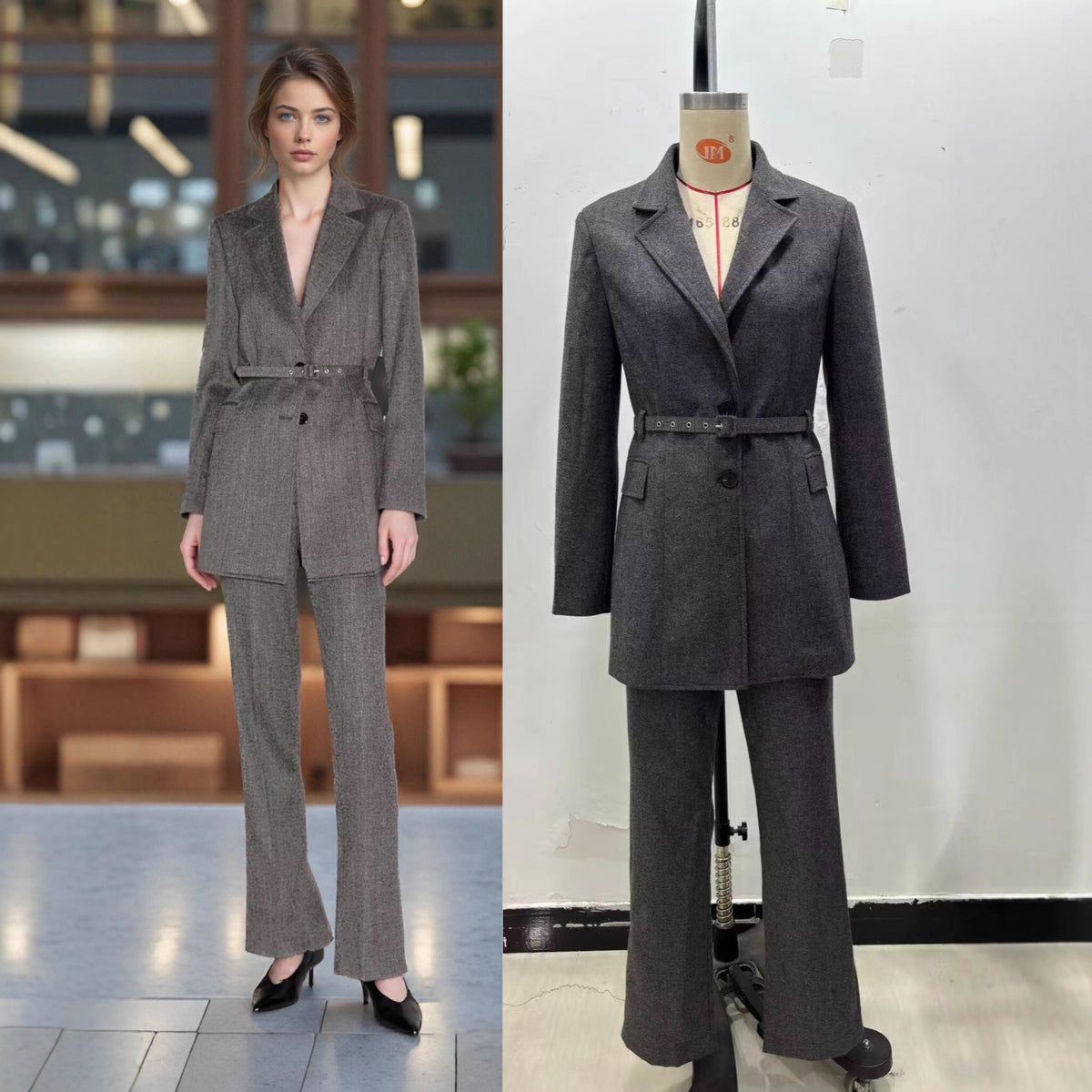 Women Straight Cut Suit Trousers with High Waist and Crease Fashion Glam