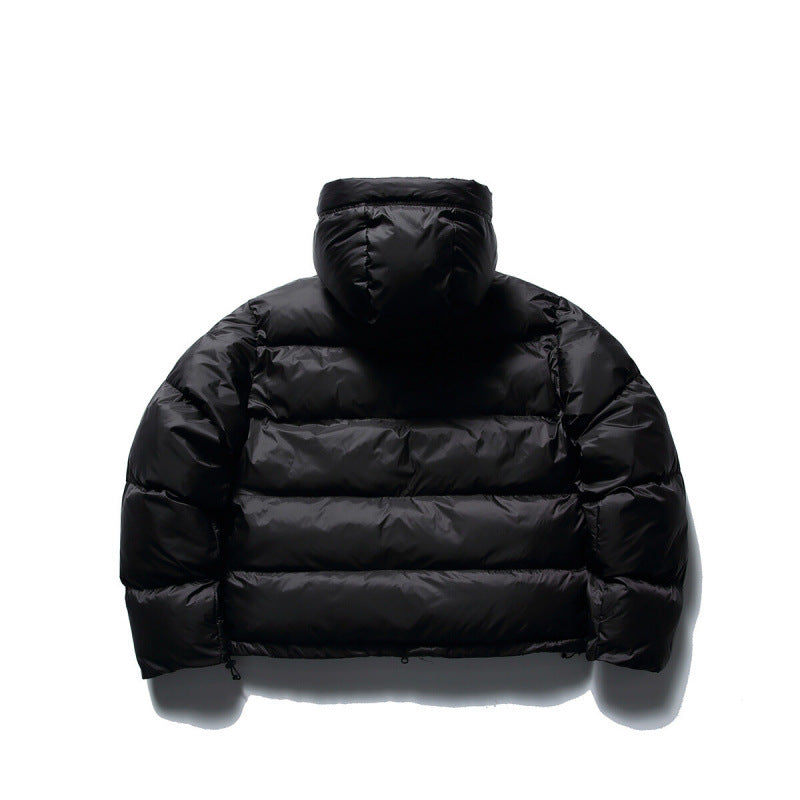 Unisex Short Boxy Puffer Jacket with Volume Hood, Water-Repellent Shell and Thermal Down Filling Fashion Glam
