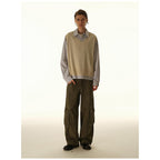 Women's Baggy Cargo Pants with High Waist, Large Flap Pockets and Reinforced Seam Panels Fashion Glam