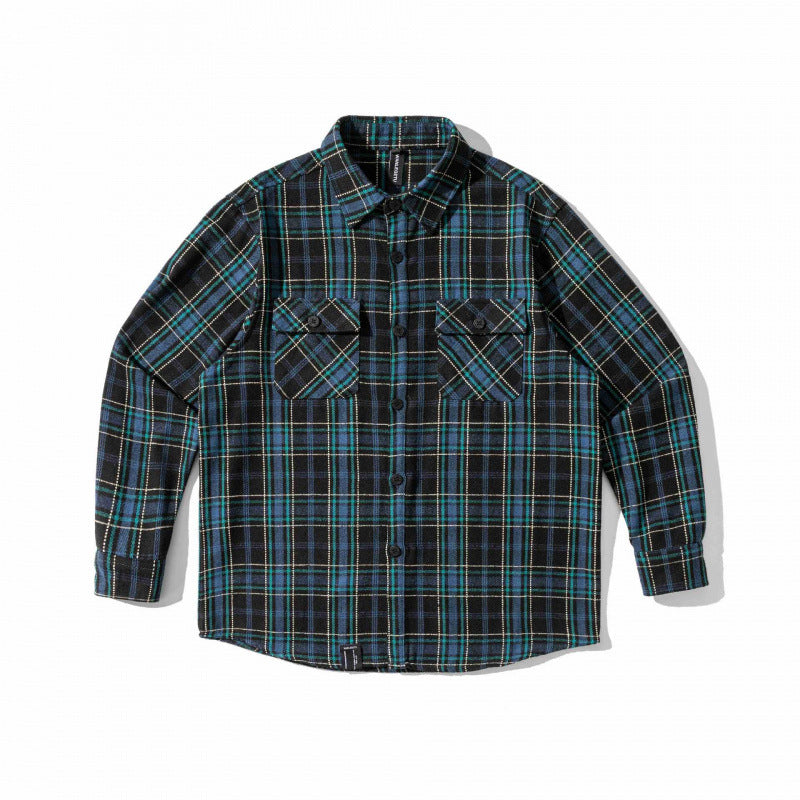 Unisex Checked Overshirt in Boxy Workwear Style with Patch Pockets and Shirt Collar Fashion Glam