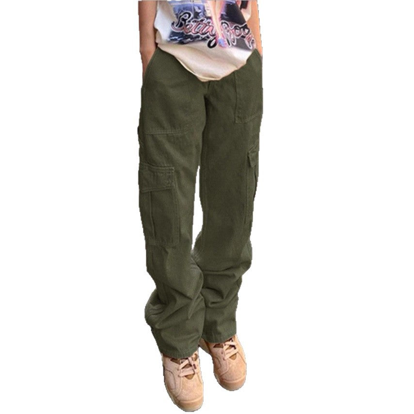 Women's wide cargo pants with high waist, patch flap pockets, and casual baggy fit Fashion Glam