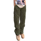 Women's wide cargo pants with high waist, patch flap pockets, and casual baggy fit Fashion Glam