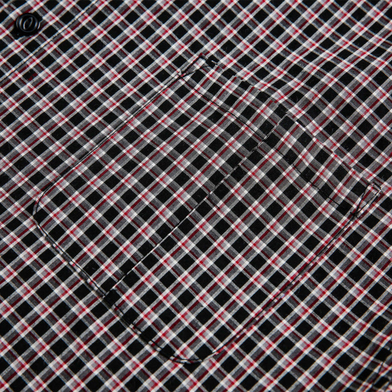 Men's Boxy Overshirt in a fine check pattern with a continuous button placket and a patch chest pocket Fashion Glam