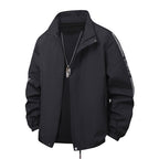 Men's minimalist technical leisure jacket with high collar, concealed zipper, and elastic cuffs Fashion Glam