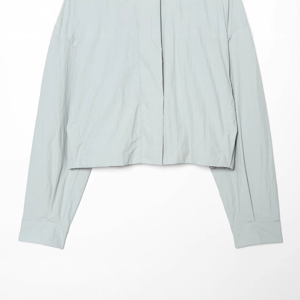 Women's Cropped Technical Stand Collar Jacket with Hidden Front Fashion Glam