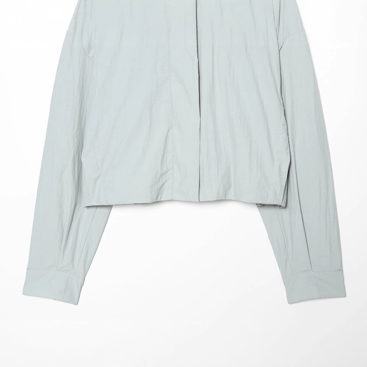 Women's Cropped Technical Stand Collar Jacket with Hidden Front Fashion Glam