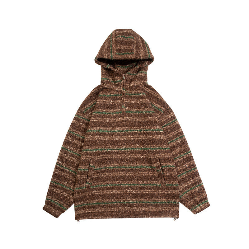 Unisex knit hoodie in oversized cut with half zipper Fashion Glam
