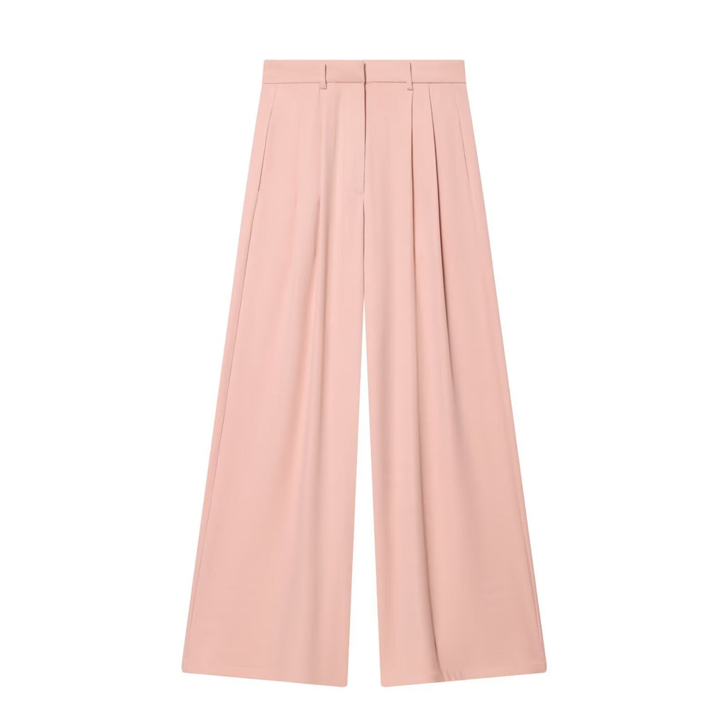 Women's High-Waisted Palazzo Pants with Wide Leg and Piping Pockets Fashion Glam