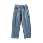 Ladies high-waisted jeans with pleats, straight cut and wide leg Fashion Glam
