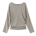 Women's long-sleeve shirt with side gathering and dropped shoulders Fashion Glam