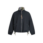Women Short Tail Bomber Jacket with Stand-Up Collar and Patterned Lining Fashion Glam