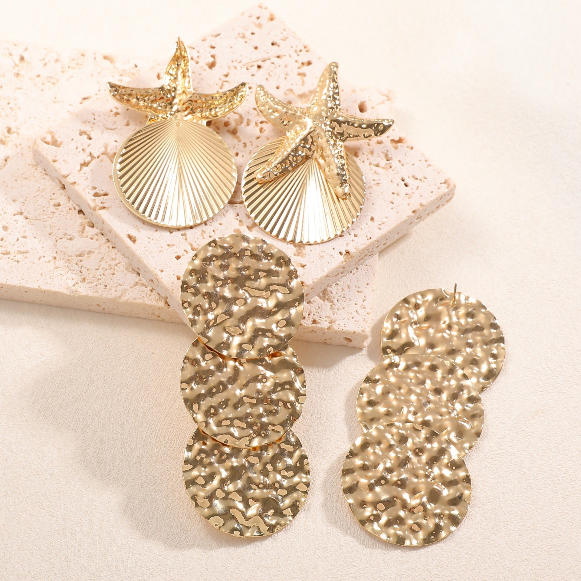 Women's ear clips in luxurious shell and starfish design Fashion Glam