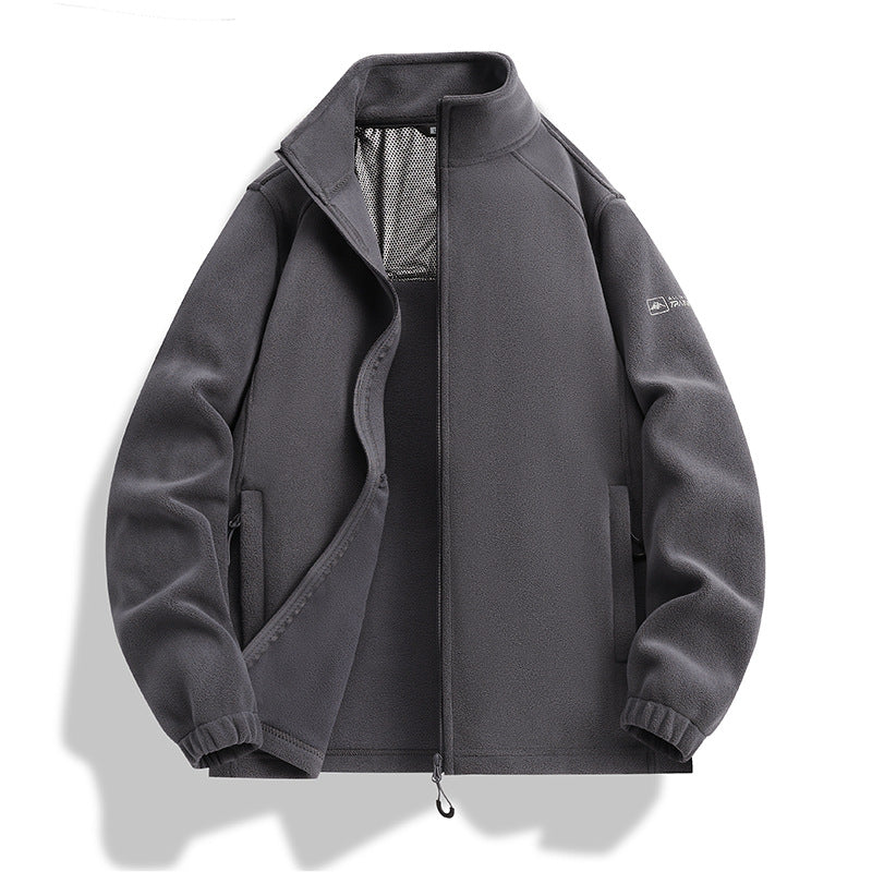Men's fleece jacket with stand-up collar, wind-resistant microfleece and zippered pockets Fashion Glam