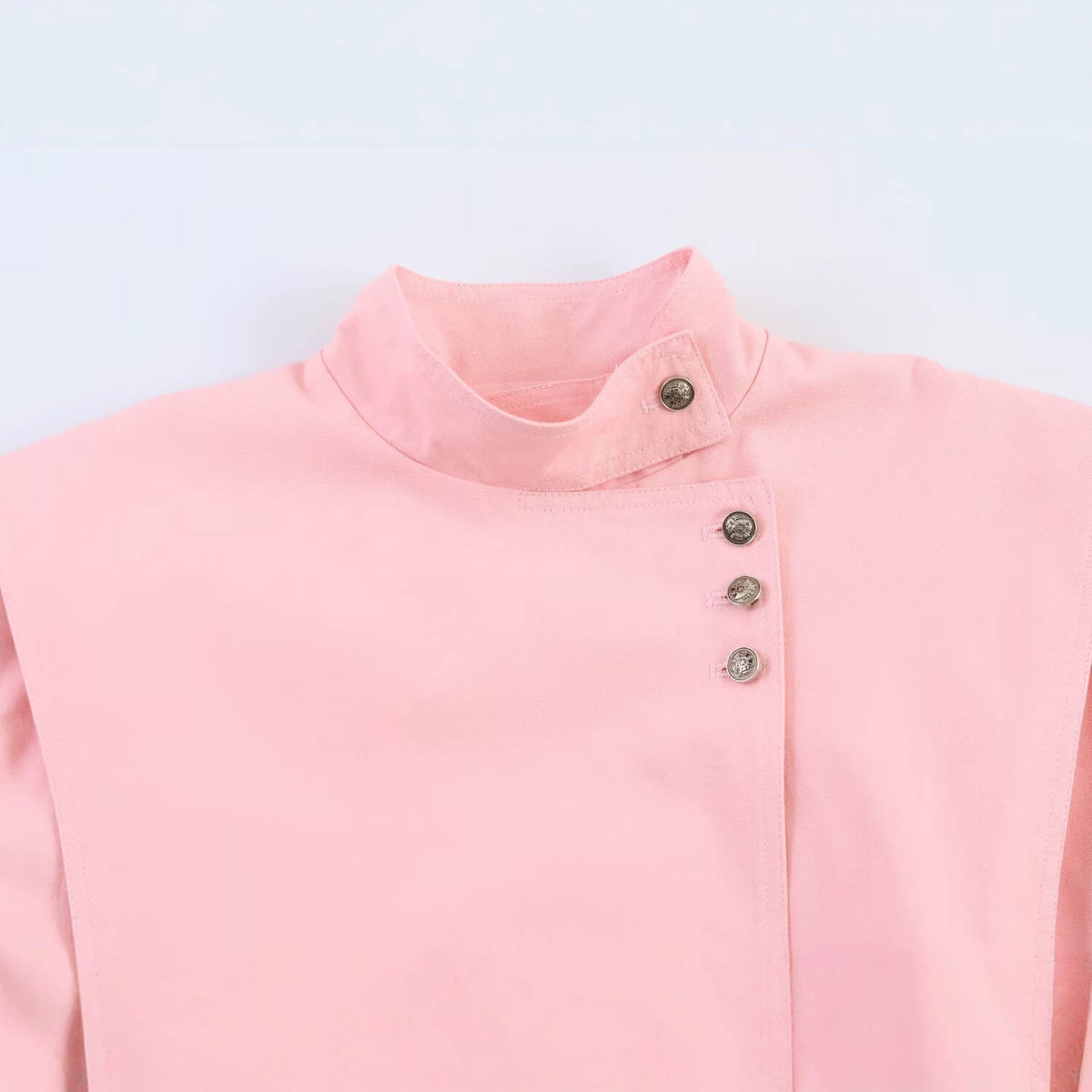 Women's short blazer in origami look with stand-up collar, asymmetric button placket, and patch pockets Fashion Glam