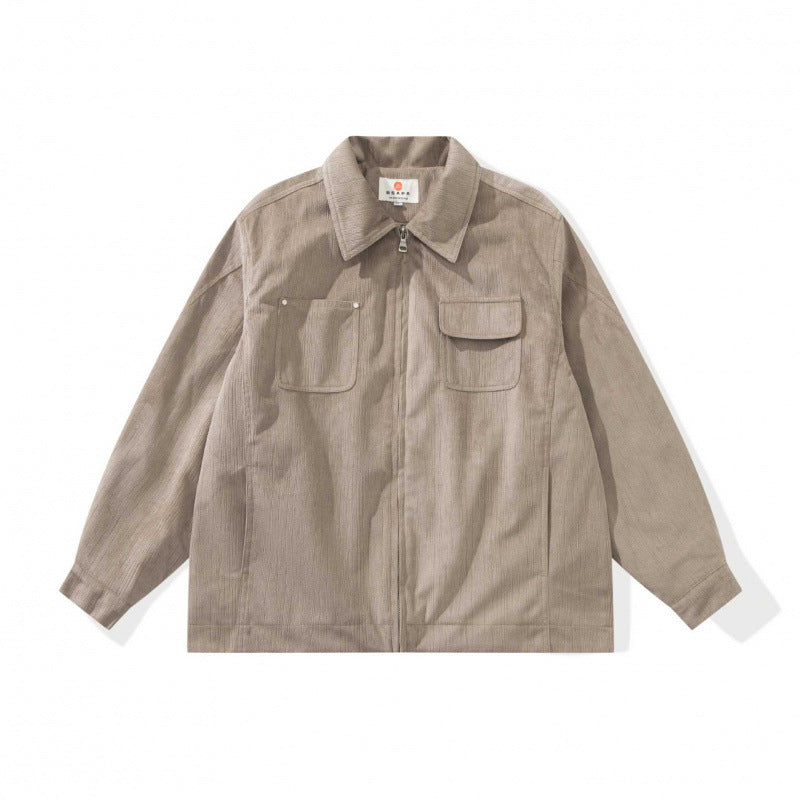 Unisex Boxy Overshirt Jacket made of fine cord structure with breast pockets and concealed zipper Fashion Glam