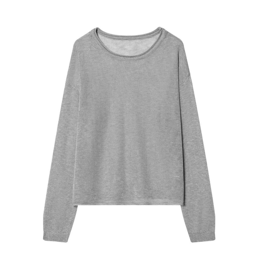 Women's Lightweight Fine Knit Loungewear Set with Round Neck and Wide Palazzo Pants Fashion Glam