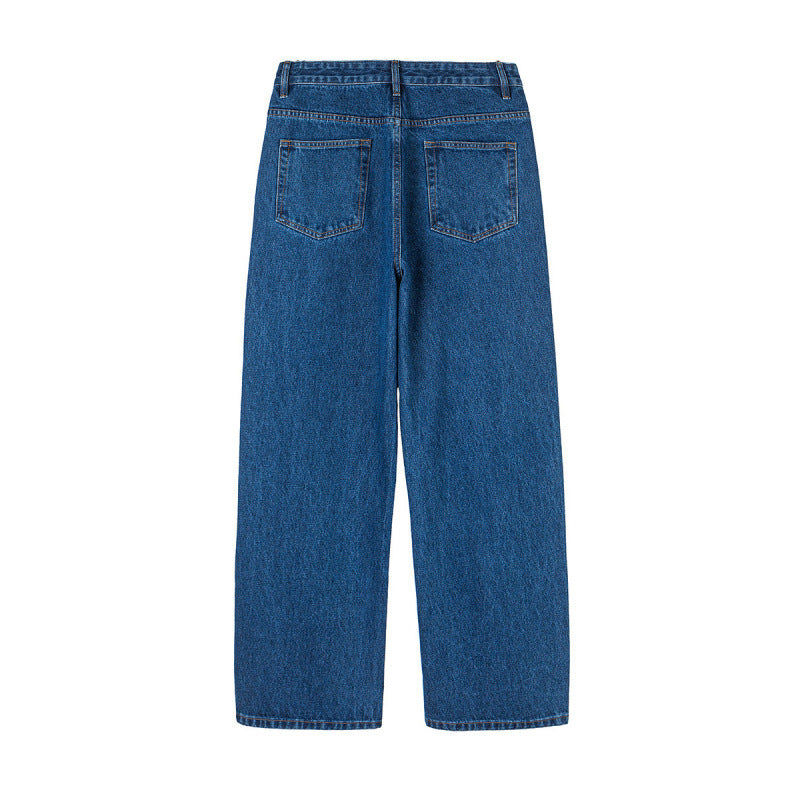 Women's Wide Denim Jeans with High Waist, Straight Leg and Five Pocket Design Fashion Glam