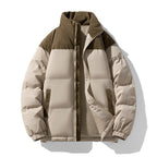 Men's quilted winter jacket with cord trim, high stand-up collar, and warm insulation Fashion Glam