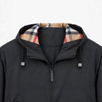 Men's lightweight windproof softshell hooded jacket with checked lined hood Fashion Glam