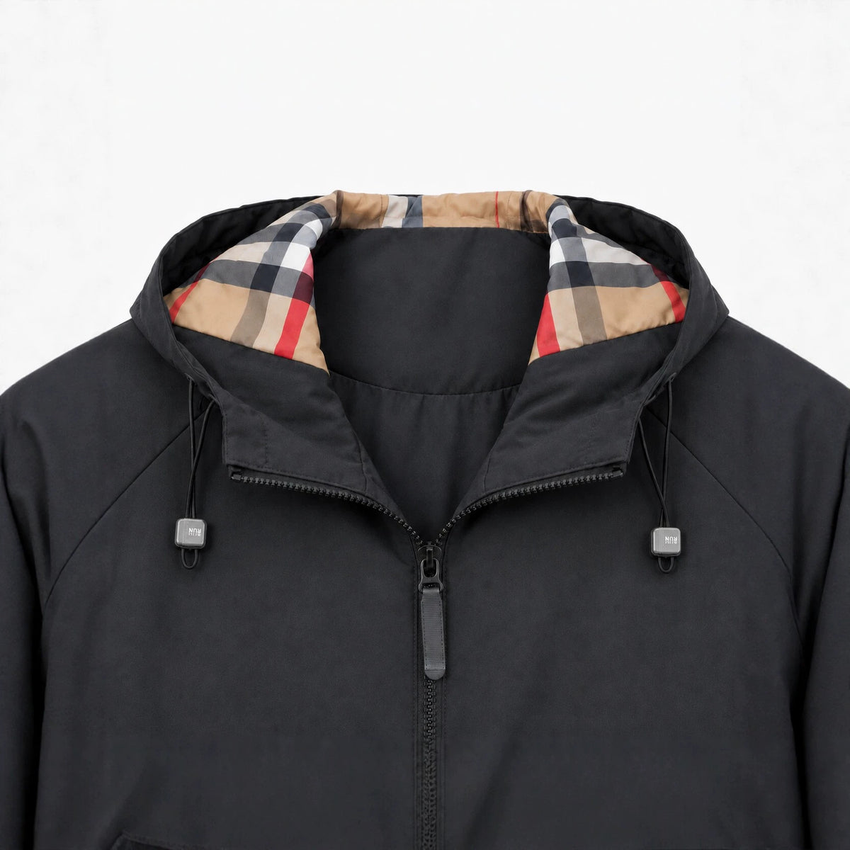 Men's lightweight windproof softshell hooded jacket with checked lined hood Fashion Glam