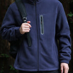 Men's Breathable Microfleece Jacket with Water-Repellent Chest Zip Placket and Stand-Up Collar Fashion Glam