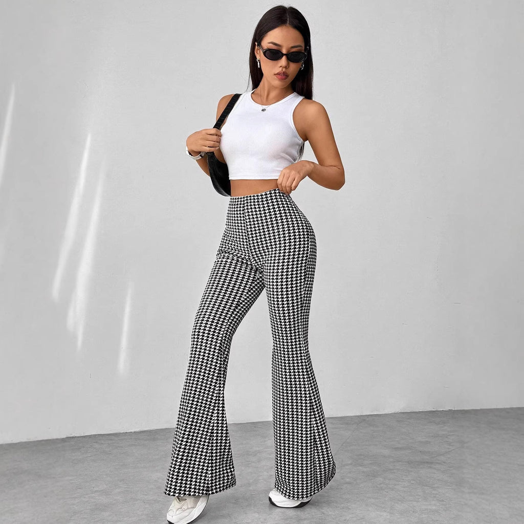 Ladies' Stretch Flared Pants with High Waist and Wide Leg Fashion Glam
