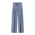 Women Wide Palazzo Pants with High Elastic Band, Drawstring and Side Pockets Fashion Glam