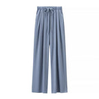 Women Wide Palazzo Pants with High Elastic Band, Drawstring and Side Pockets Fashion Glam