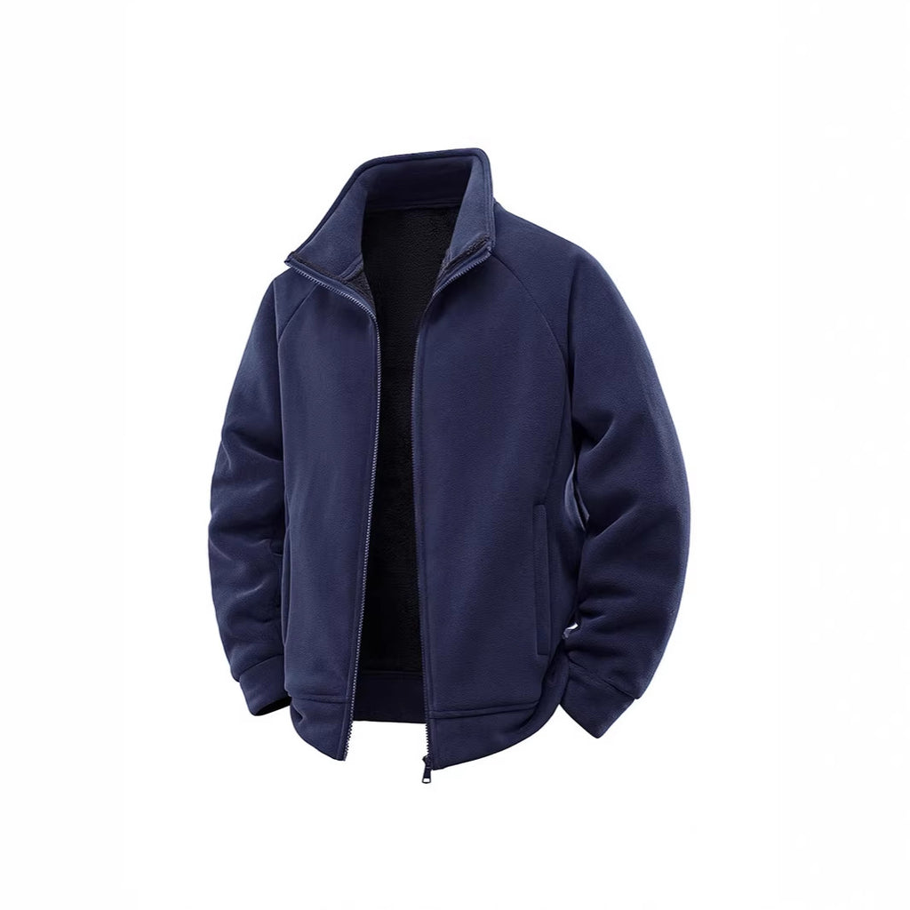 Men's fleece thermal jacket with double-layer teddy inner lining and high stand-up collar Fashion Glam