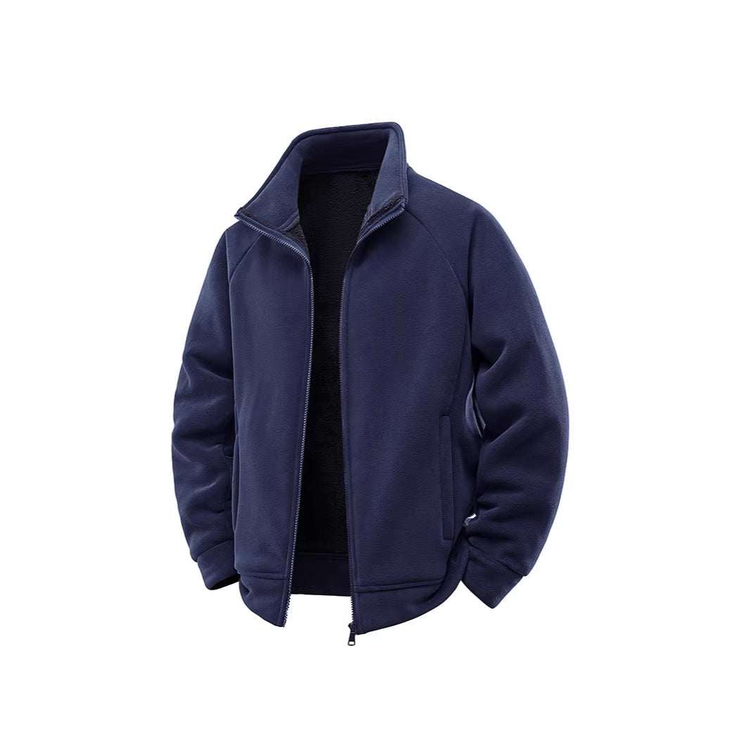 Men's fleece thermal jacket with double-layer teddy inner lining and high stand-up collar Fashion Glam