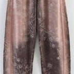 Women's High-Waist Jeans with Wide Leg, Floral Vintage Print and Five-Pocket Cut Fashion Glam