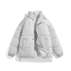 Unisex Boxy Puffer Jacket with high stand-up collar, concealed zipper and adjustable drawstring hem Fashion Glam