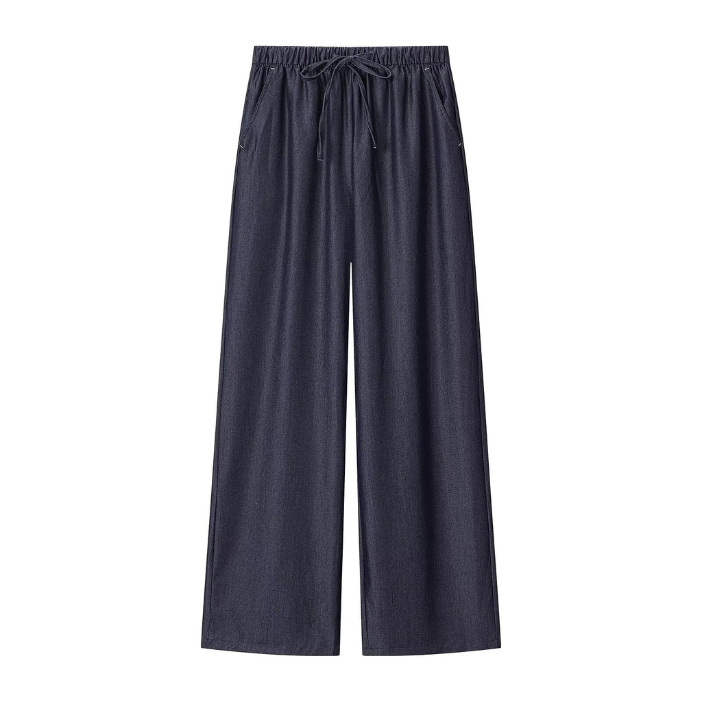 Women's wide Palazzo pants with elastic waistband and drawstring Fashion Glam