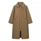 Women's oversized padded cocoon coat with concealed button placket and dropped shoulders Fashion Glam