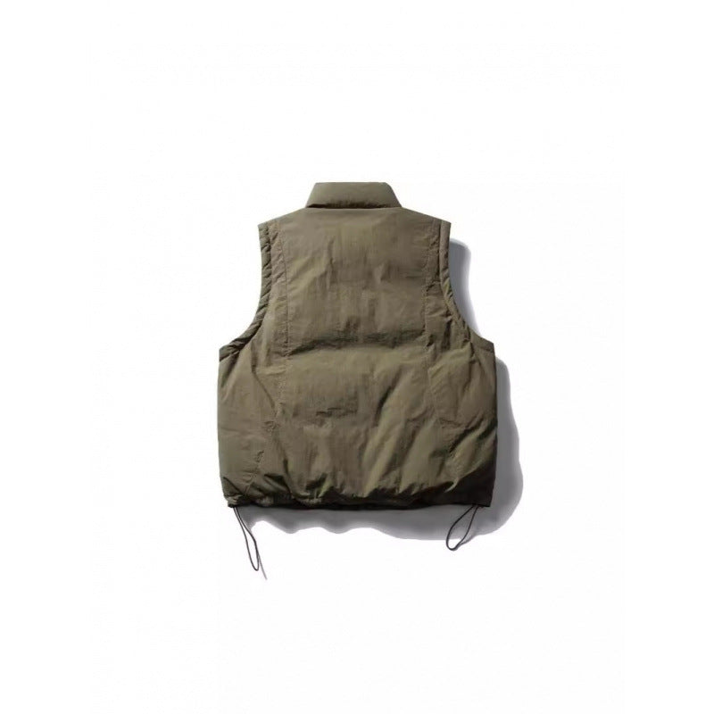 Ladies Lightly Padded Sleeveless Stand Collar Vest with Drawstring Hem Fashion Glam