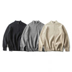 Unisex Coarse Knitted Half-Zip Sweater with Troyer Collar and Chest Pocket Fashion Glam