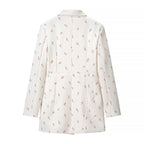 Women's Floral Longline Blazer Jacket with Shawl Collar and One-Button Closure Fashion Glam