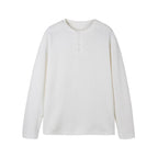 Unisex Thermal Henley Shirt with Waffle Texture and Long Sleeve Fashion Glam