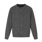 Unisex Boxy Knit Jacket with Round Neck, Continuous Button Placket and Fine Waffle Structure Fashion Glam