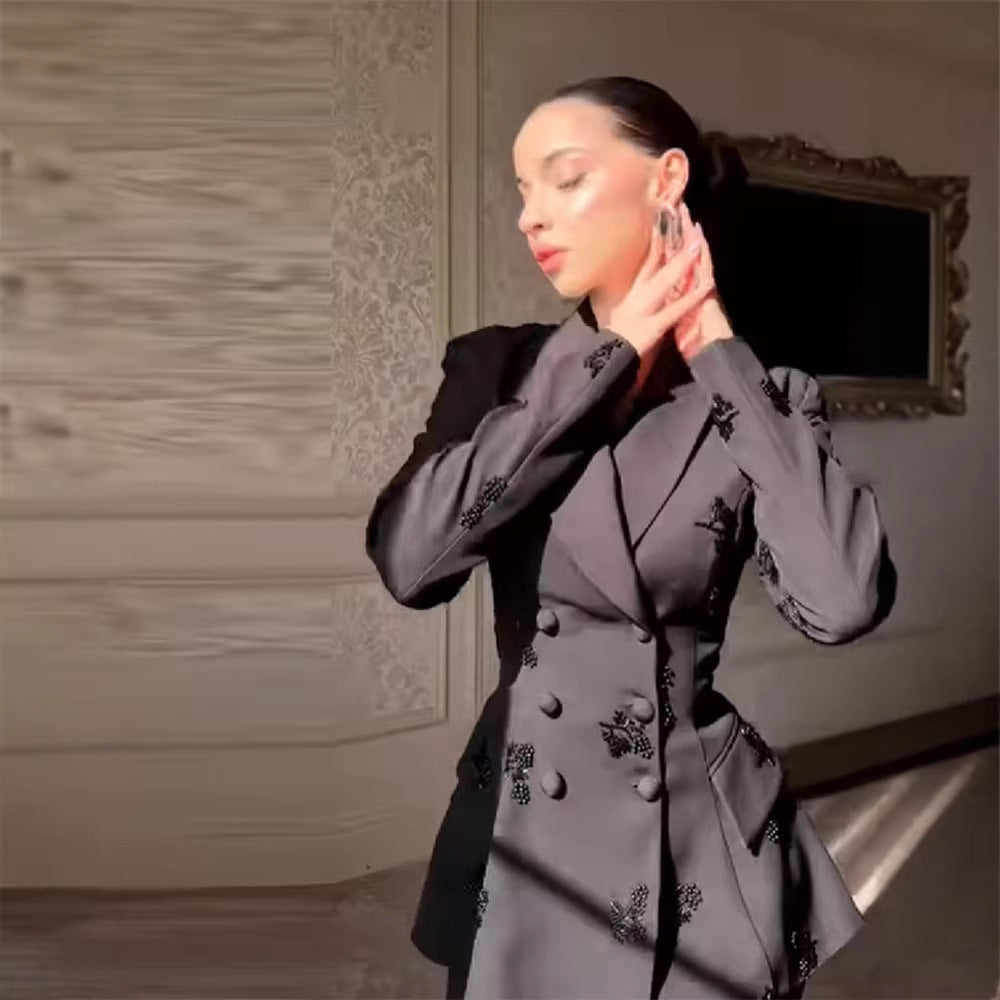 Women's Tailored Peplum Blazer and Palazzo Pants Set Fashion Glam