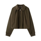 Women's short jacket in cropped bomber style with Kent collar, softshell look and elastic cuffs Fashion Glam