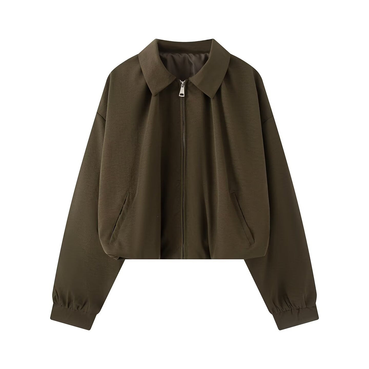 Women's short jacket in cropped bomber style with Kent collar, softshell look and elastic cuffs Fashion Glam