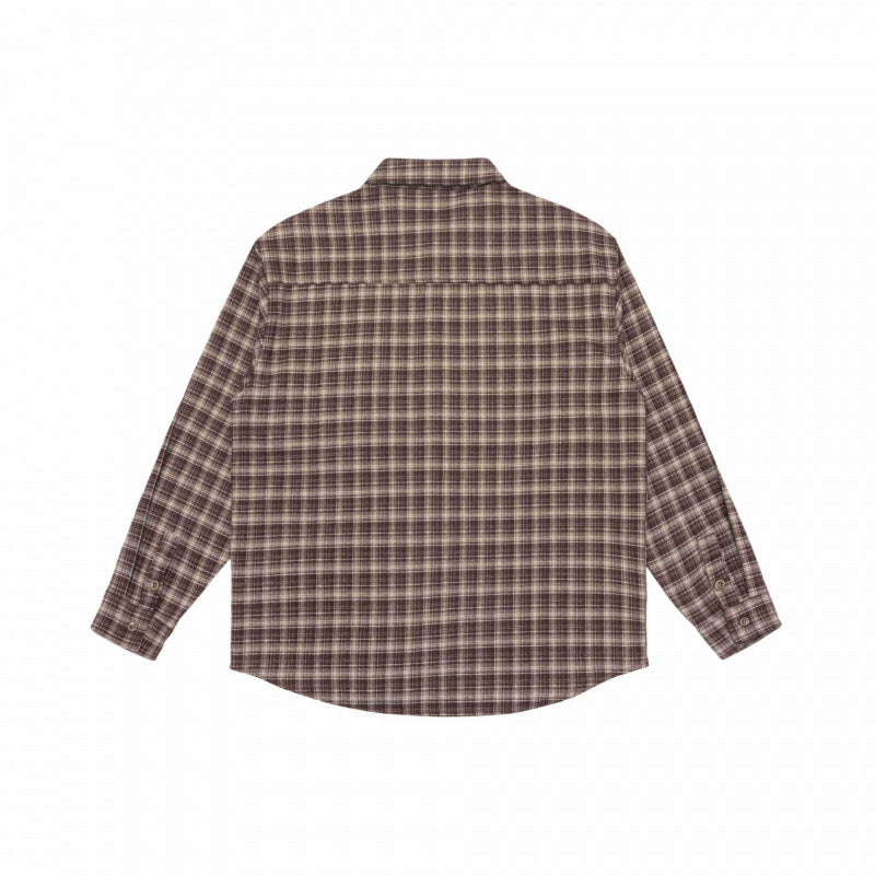 Men's Loose-Fitting Checked Flannel Shirt with Patch Chest Pocket and Rounded Hem Fashion Glam