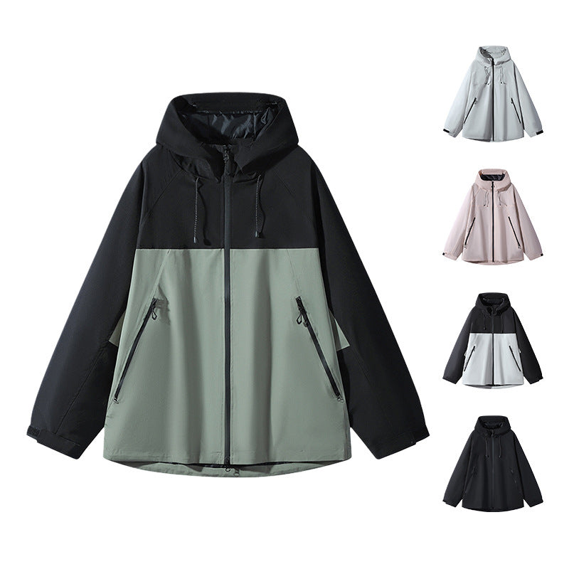 Men's Double Layer Colorblock Softshell Hooded Jacket in Urban Outdoor Cut Fashion Glam
