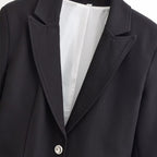 Women Tailored Single-Button Business Blazer with Patch Pockets Fashion Glam