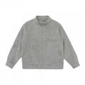 [Unisex] Boxy Wool Blend Zip Jacket in Overshirt Style with Short Stand-Up Collar Fashion Glam