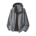 Men's Lightweight Hooded Rain Jacket with Breathable Softshell Material and Elastic Cuffs Fashion Glam